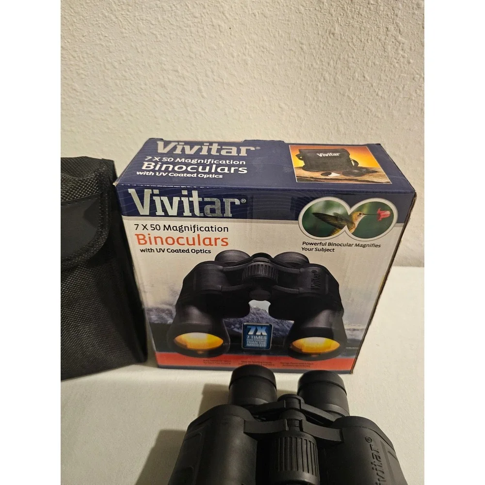 Vivitar 7x50 Magnification Binoculars Black Coated Optics UV Case
